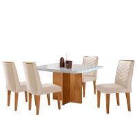 Sala De Jantar Mesa 90cm Olímpia Cadeira Liz Mo... Veludo Creme /off /naturale /serig Off Com Vidro - 2