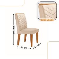 Sala De Jantar Mesa 90cm Olímpia Cadeira Liz Mo... Veludo Creme /off /naturale /serig Off Com Vidro - 3