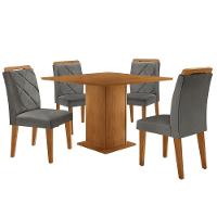 Mesa De Jantar Loren 90cm Mdf 4 Cad Melissa Moderna Mobilia Veludo Grafite/naturalle Laminado - 3