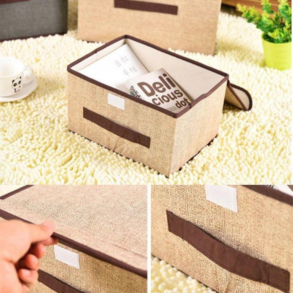 Caixa Dobrável Organizadora Porta Treco Brinquedo Multiuso Desmontável Cesto Empilhável Tecido Com Tampa Organização Guarda Roupa - 3