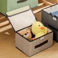 Caixa Dobrável Organizadora Porta Treco Brinquedo Multiuso Desmontável Cesto Empilhável Tecido Com Tampa Organização Guarda Roupa - 5
