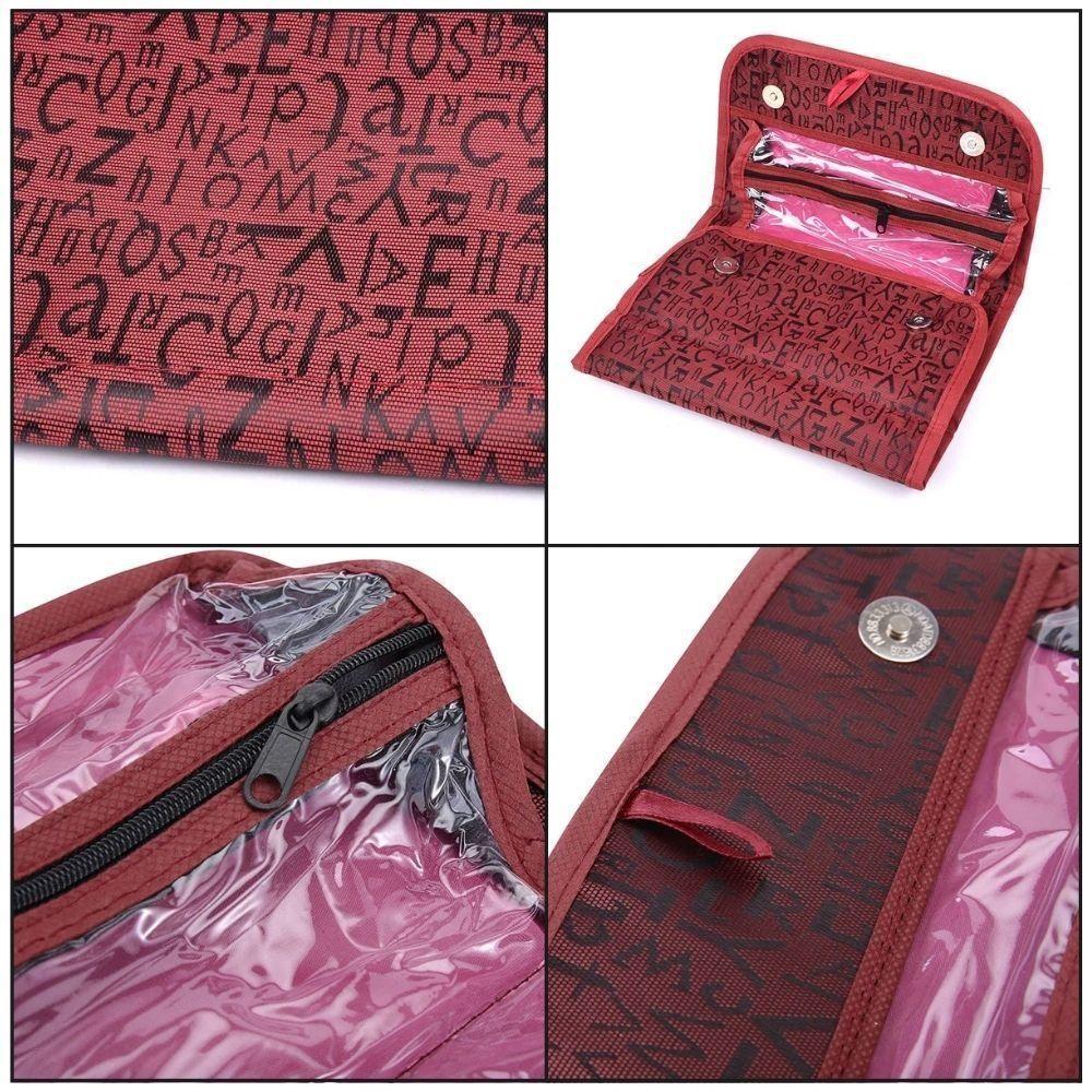 Bolsa Viagem Dobrável Frasqueira Necessaire Bolsinha 4 Divisórias Bolsos Organizador Maquiagem Pincéis Acessórios - 2