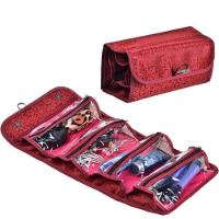 Bolsa Viagem Dobrável Frasqueira Necessaire Bolsinha 4 Divisórias Bolsos Organizador Maquiagem Pincéis Acessórios