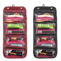 Bolsa Viagem Dobrável Frasqueira Necessaire Bolsinha 4 Divisórias Bolsos Organizador Maquiagem Pincéis Acessórios - 6