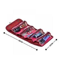Bolsa Viagem Dobrável Frasqueira Necessaire Bolsinha 4 Divisórias Bolsos Organizador Maquiagem Pincéis Acessórios - 8