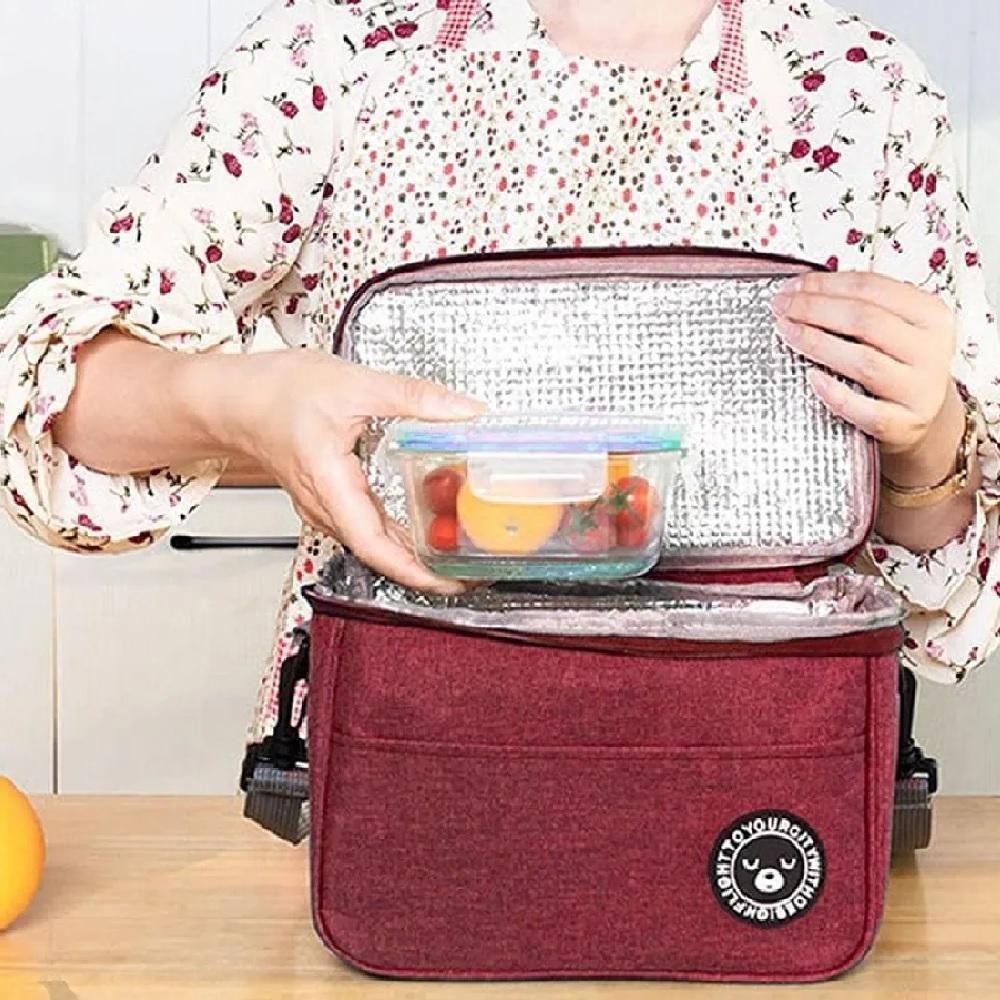 Bolsa Térmica Fitness Frasqueira Trabalho Academia Frutas Marmita Bebida Lancheira Alça Regulável Bolsinho Vinho - 9