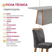 Mesa De Jantar Diane E 4 Cadeiras Melissa Moderna Mo... Veludo Grafite/off /nat/serig. Off Com Vidro - 6
