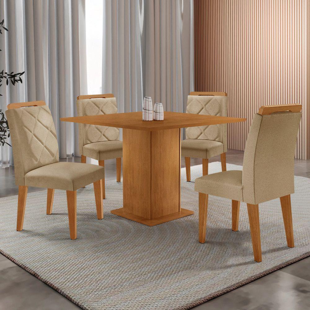 Mesa De Jantar Loren 90cm Mdf 4 Cad Melissa Moderna Mobilia Turim 07/naturale Laminado - 1
