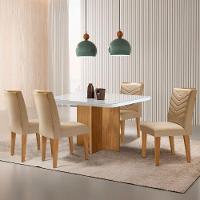 Sala De Jantar Mesa 90cm Olímpia Cadeira Liz Moderna ... Turim 07/off/naturale/serig. Off Com Vidro - 1