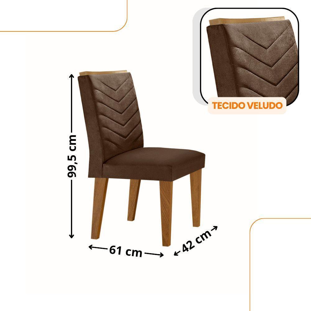 Sala De Jantar Mesa 90cm Olímpia Cadeira Liz Moderna M... Veludo Marrom/off/nat/serig Off Com Vidro - 3