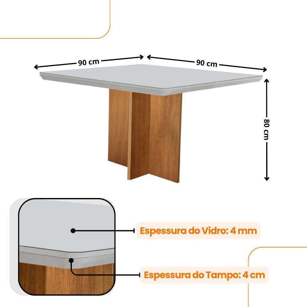 Sala De Jantar Mesa 90cm Olímpia Cadeira Liz Moderna M... Veludo Marrom/off/nat/serig Off Com Vidro - 4