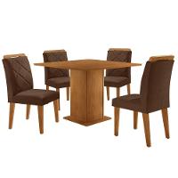 Mesa De Jantar Loren 90cm Mdf 4 Cad Melissa Moderna Mobilia Veludo Marrom/naturalle Laminado - 2