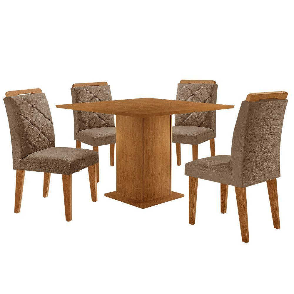 Mesa De Jantar Loren 90cm Mdf 4 Cad Melissa Moderna Mobilia Veludo Capuccino/naturalle Laminado - 2