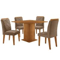 Mesa De Jantar Loren 90cm Mdf 4 Cad Melissa Moderna Mobilia Veludo Capuccino/naturalle Laminado - 2