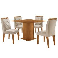 Mesa De Jantar Loren 90cm Mdf 4 Cad Melissa Moderna Mobilia Veludo Creme/naturale Laminado - 2