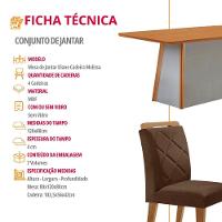 Mesa De Jantar Diane E 4 Cadeiras Melissa Moderna Mobilia Veludo Marrom/naturalle Laminado - 6
