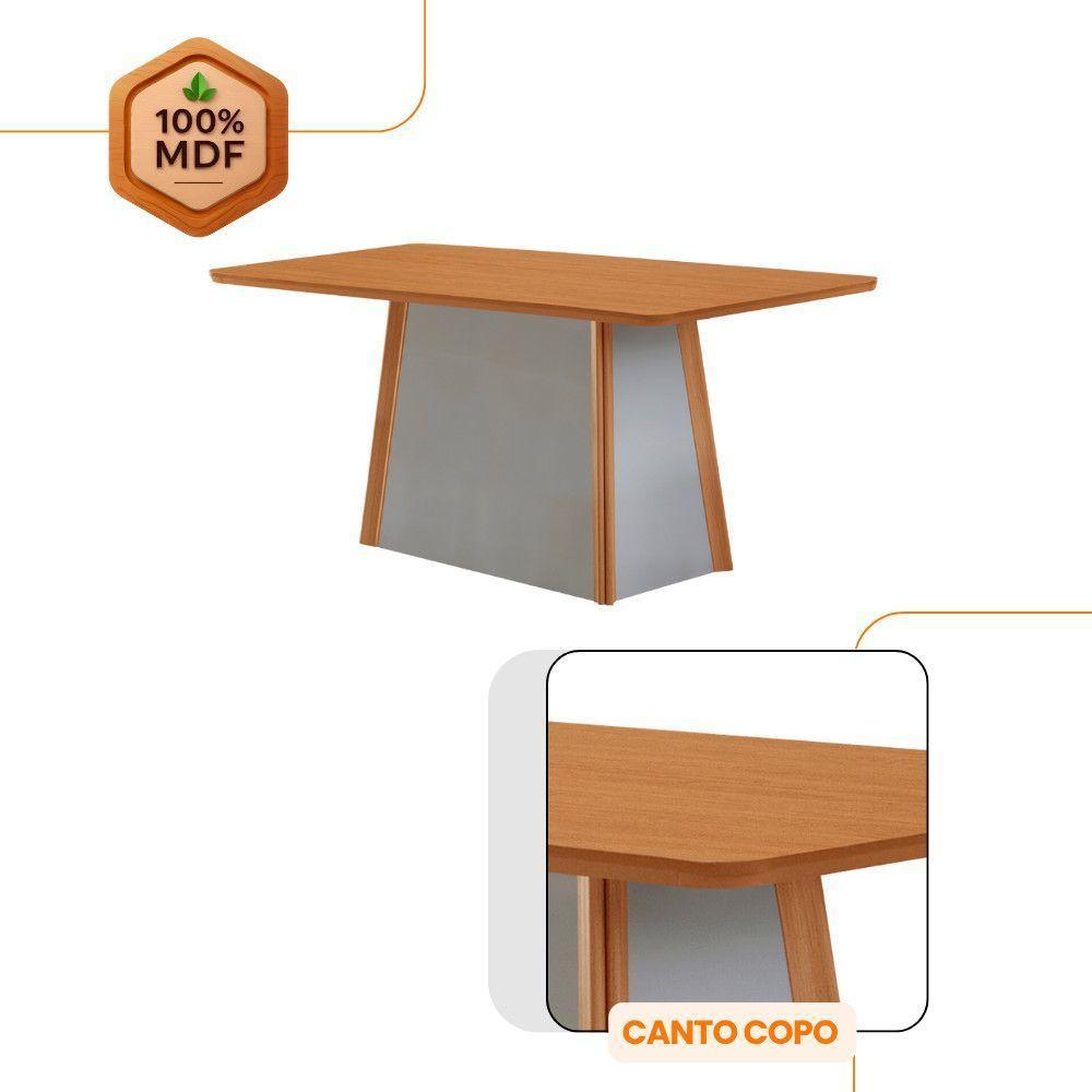 Mesa De Jantar Diane E 4 Cadeiras Melissa Moderna Mobilia Veludo Grafite/naturalle Laminado - 5