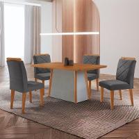 Mesa De Jantar Diane E 4 Cadeiras Melissa Moderna Mobilia Veludo Grafite/naturalle Laminado - 1