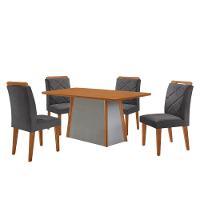 Mesa De Jantar Diane E 4 Cadeiras Melissa Moderna Mobilia Veludo Grafite/naturalle Laminado - 2