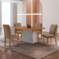Mesa De Jantar Diane E 4 Cadeiras Melissa Moderna Mobilia Veludo Capuccino/naturalle Laminado - 1