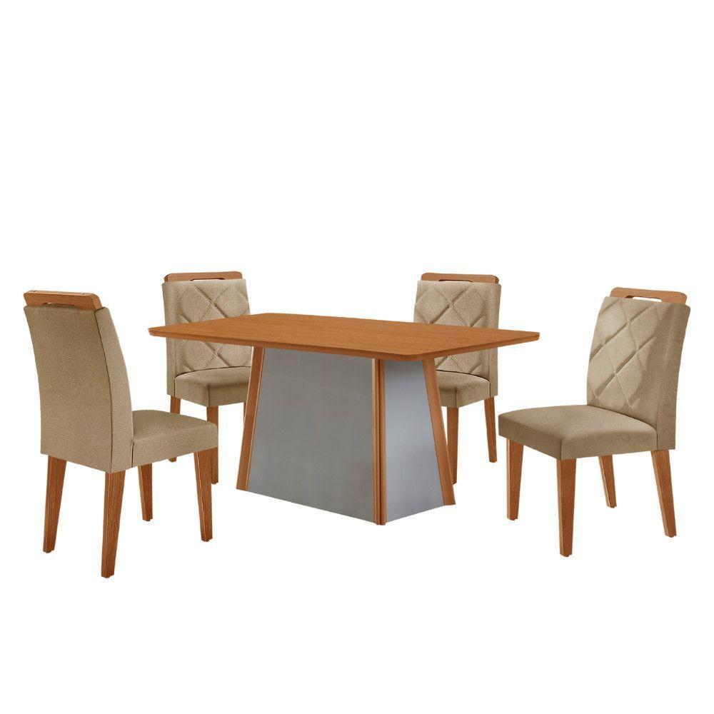 Mesa De Jantar Diane E 4 Cadeiras Melissa Moderna Mobilia Turim 07/naturale Laminado - 5