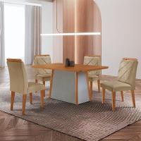 Mesa De Jantar Diane E 4 Cadeiras Melissa Moderna Mobilia Turim 07/naturale Laminado - 1