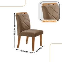 Mesa De Jantar Isadora Mdf Com 4 Cadeiras Moderna Mobilia Veludo Capuccino/naturalle Laminado