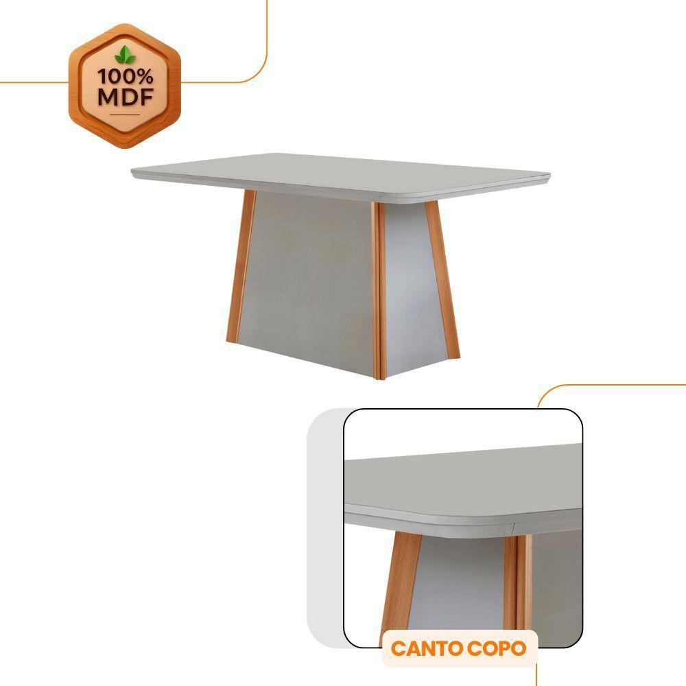 Mesa De Jantar Diane E 4 Cadeiras Melissa Moderna M... Veludo Creme/off/naturale/serig Off Com Vidro - 5
