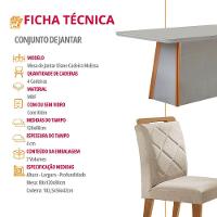 Mesa De Jantar Diane E 4 Cadeiras Melissa Moderna M... Veludo Creme/off/naturale/serig Off Com Vidro - 6