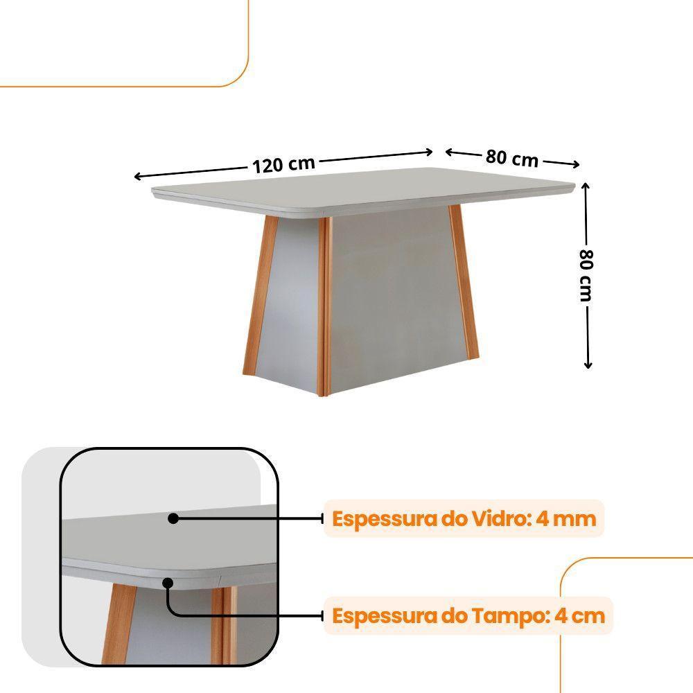 Mesa De Jantar Diane E 4 Cadeiras Melissa Moderna Mo... Veludo Capuccino/off/nat/serig Off Com Vidro - 4