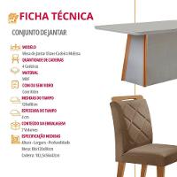 Mesa De Jantar Diane E 4 Cadeiras Melissa Moderna Mo... Veludo Capuccino/off/nat/serig Off Com Vidro - 6