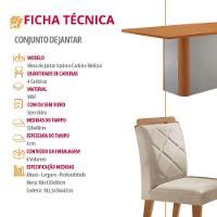 Mesa De Jantar Isadora Mdf Com 4 Cadeiras Moderna Mobilia Veludo Creme/naturale Laminado - 5