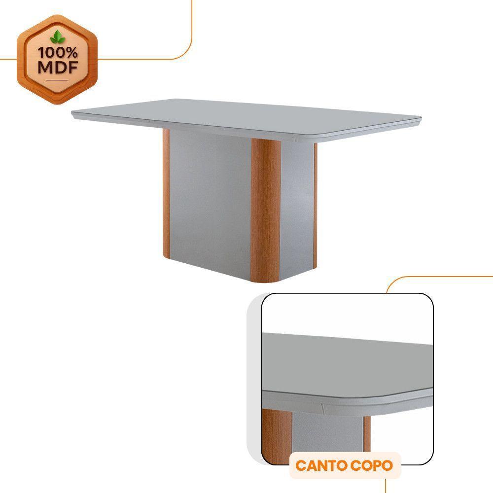 Mesa De Jantar Isadora Com 4 Cadeiras Moderna Mo... Veludo Creme /off /naturale /serig Off Com Vidro - 5
