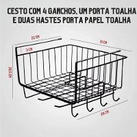 Cesto Organizador Suspenso Prateleira Porta Armário Suporte Bancada Rolo Papel Toalha Gaveta Mesa Cozinha Lavanderia 6 Ganchos - 9