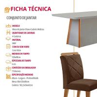 Mesa De Jantar Diane E 4 Cadeiras Melissa Moderna Mobilia Veludo Marrom/off/nat/serig Off Com Vidro - 6