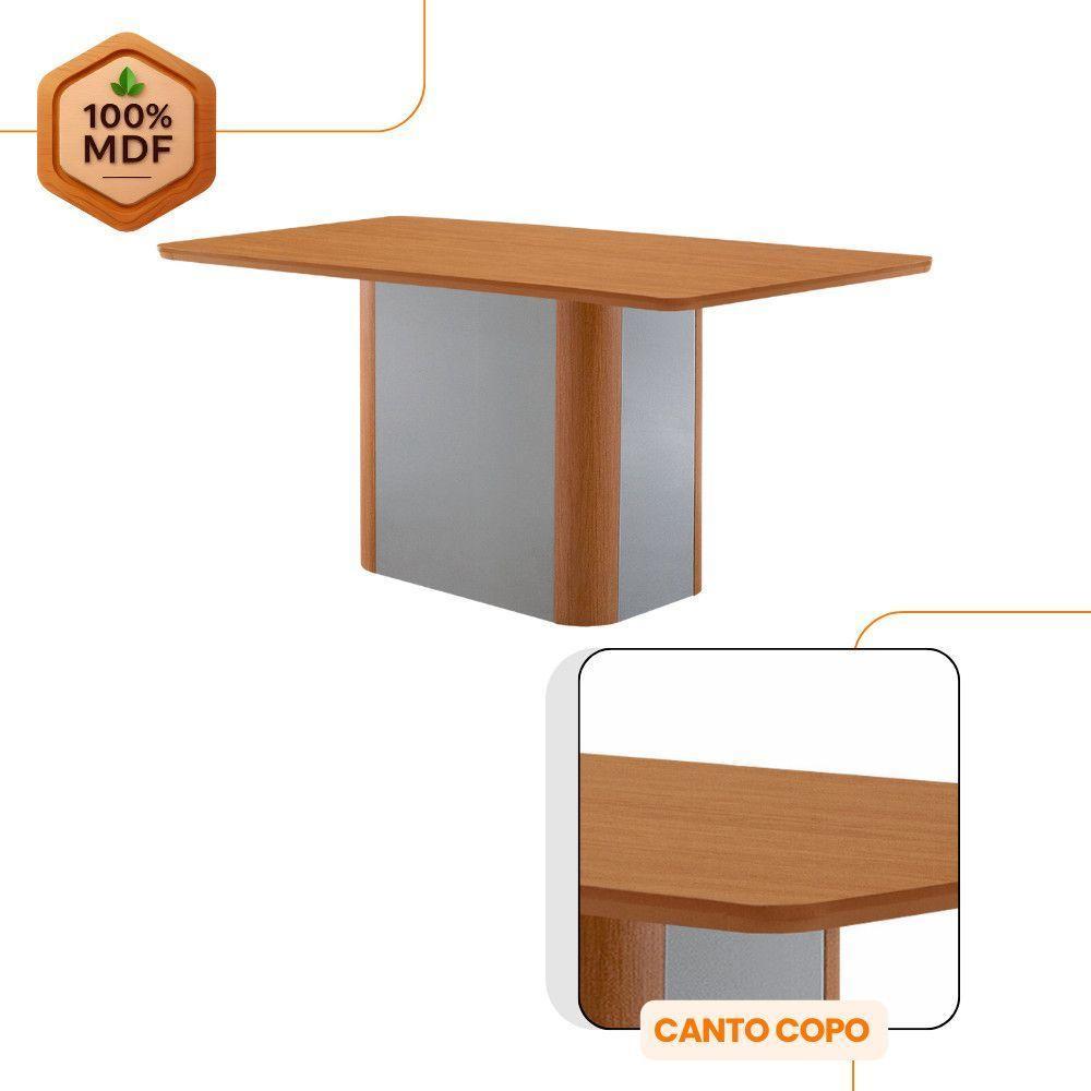 Mesa De Jantar Isadora Mdf Com 4 Cadeiras Moderna Mobilia Veludo Marrom/naturalle Laminado - 5