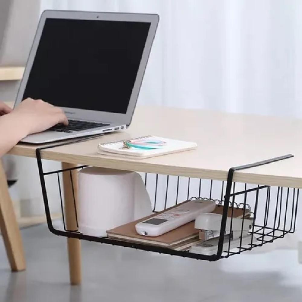 Cesto Organizador Suspenso Aramado Multiuso Gaveta Encaixe Mesa Armário Prateleira Grande Lavanderia Banheiro Porta Objetos - 5