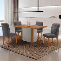Mesa De Jantar Isadora Mdf Com 4 Cadeiras Moderna Mobilia Veludo Grafite/naturalle Laminado - 1