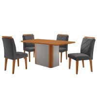 Mesa De Jantar Isadora Mdf Com 4 Cadeiras Moderna Mobilia Veludo Grafite/naturalle Laminado - 2
