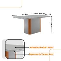 Mesa De Jantar Isadora Com 4 Cadeiras Moderna Mobilia Turim 07/off/naturale/serig. Off Com Vidro - 3
