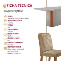 Mesa De Jantar Isadora Com 4 Cadeiras Moderna Mobilia Turim 07/off/naturale/serig. Off Com Vidro - 6