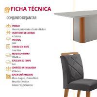 Mesa De Jantar Isadora Com 4 Cadeiras Moderna Mobilia Veludo Grafite/off /nat/serig. Off Com Vidro - 6