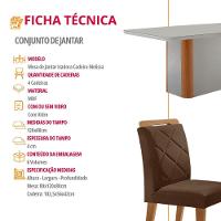 Mesa De Jantar Isadora Com 4 Cadeiras Moderna Mobilia Veludo Marrom/off/nat/serig Off Com Vidro - 6