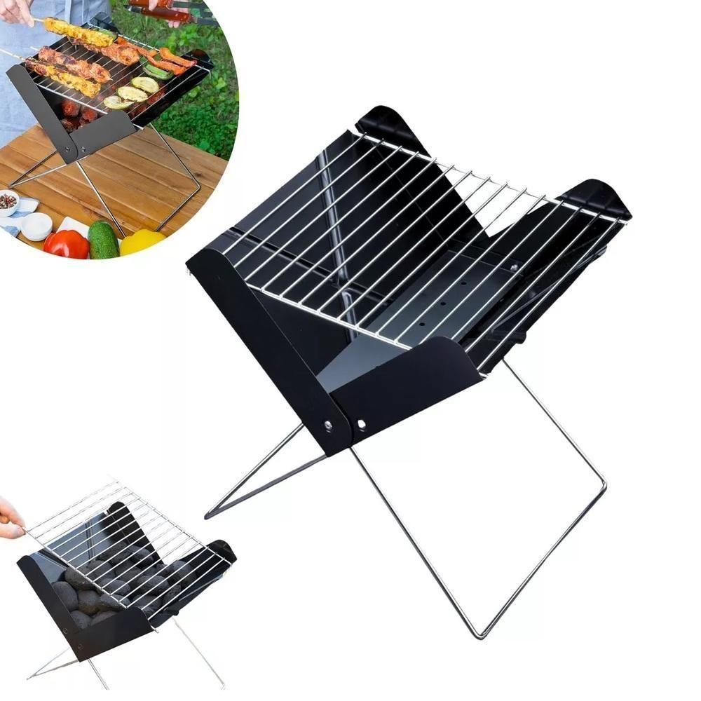 Churrasqueira Portátil A Carvão Dobrável Camping Praia Slim Completa - 2