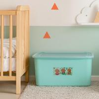 Caixa Organizadora Quarto Do Bebê Multiuso Porta Fraldas Brinquedos Roupas 30 Litros Tampa E Trava Verde - 2