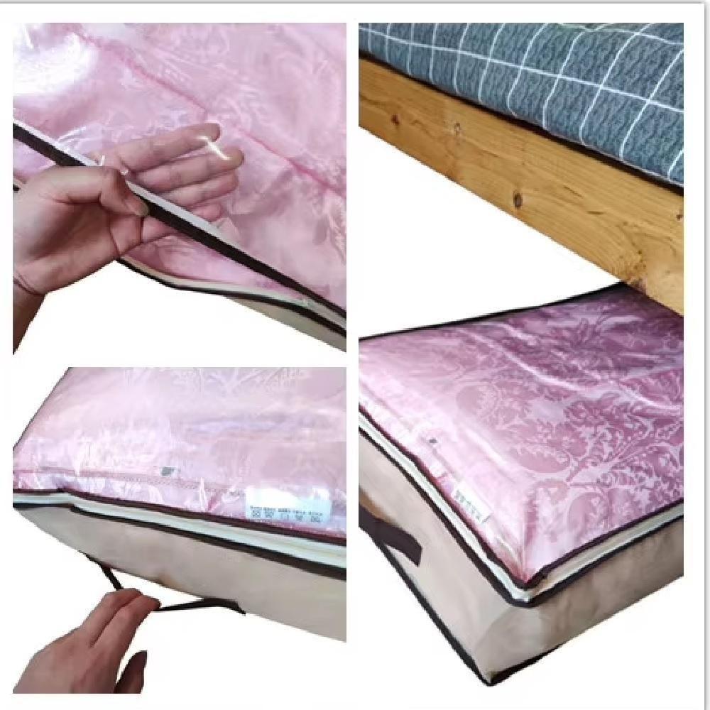 Caixa Organizadora Guarda Manta Lençol Edredom Organiza Guarda Roupa Quarto Multiuso Com Zíper E Alça - 4