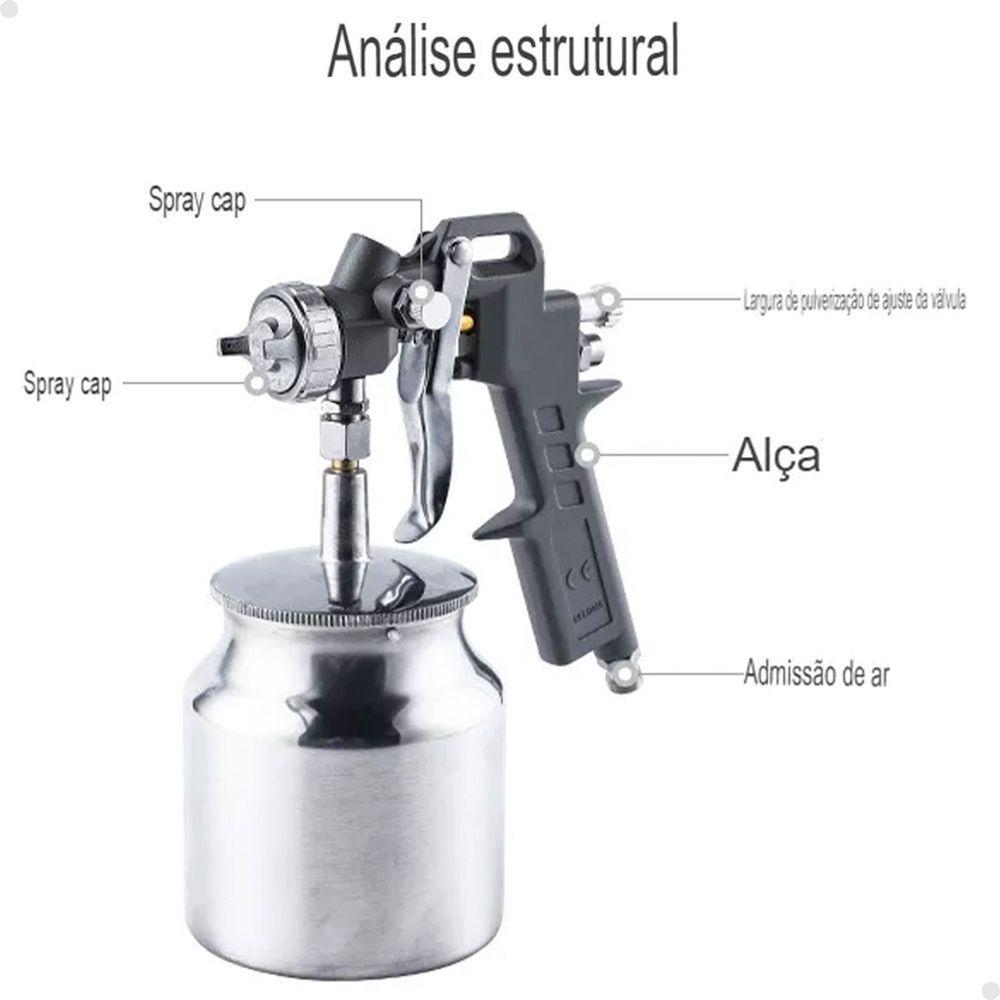 Kit Para Compressor Lorben Com 5 Peças Pistola De Pintura Aerógrafo Acessórios - 5