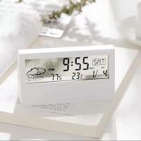 Relógio De Mesa Digital Led Estação Meteorológica Iluminado Despertador Medidor Temperatura Umidade Lcd Branco - 1