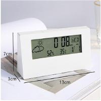 Relógio De Mesa Digital Led Estação Meteorológica Iluminado Despertador Medidor Temperatura Umidade Lcd Branco - 3