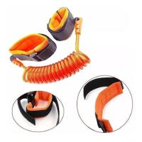 Pulseira Segurança Infantil Ajustável Cordinha Passeio Público Protetor Bebê Criança Com Trava Laranja